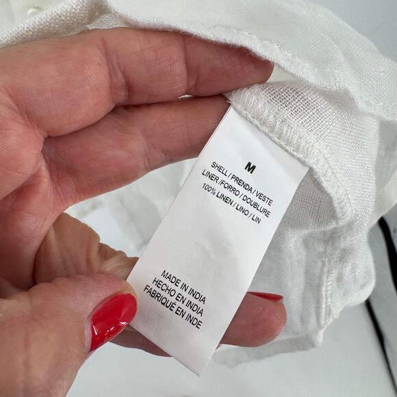 Vitamin A White Linen Button Down Shirt Top Size M Medium Resort Wear - Picture 5 of 8